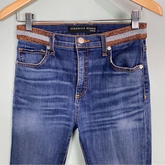 Veronica Beard Jeans Kate Nantucket Skinny High Rise Blue Jeans Sparkle Waist 27 - Picture 2 of 8